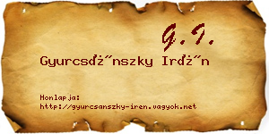 Gyurcsánszky Irén névjegykártya